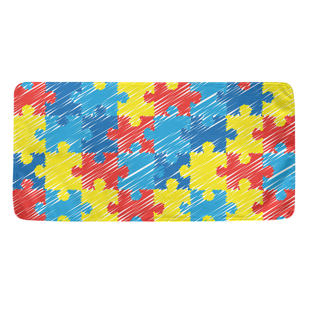 Autism Awareness Drawing Puzzle Print Towel