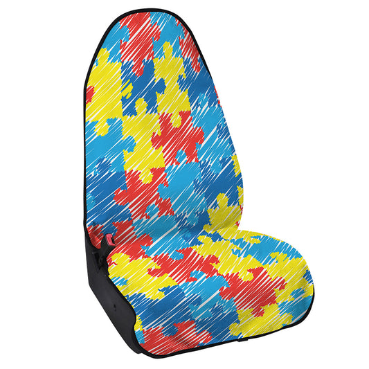 Autism Awareness Drawing Puzzle Print Waterproof Car Seat Cover