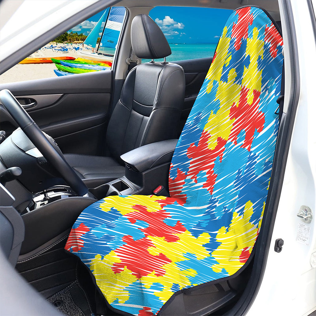 Autism Awareness Drawing Puzzle Print Waterproof Car Seat Cover
