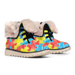 Autism Awareness Drawing Puzzle Print Winter Boots