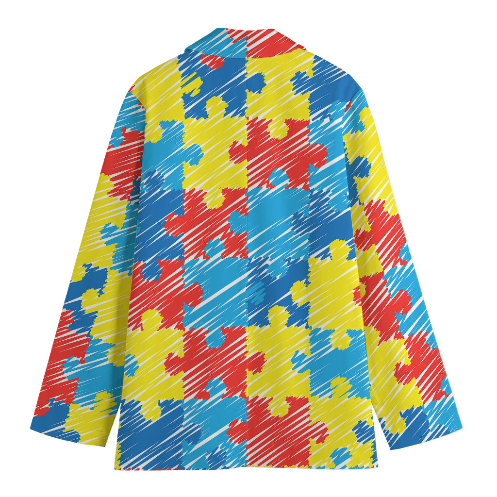 Autism Awareness Drawing Puzzle Print Women's Blazer