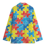 Autism Awareness Drawing Puzzle Print Women's Blazer