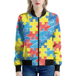 Autism Awareness Drawing Puzzle Print Women's Bomber Jacket