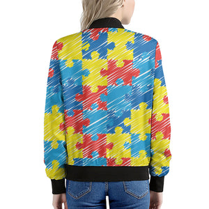 Autism Awareness Drawing Puzzle Print Women's Bomber Jacket