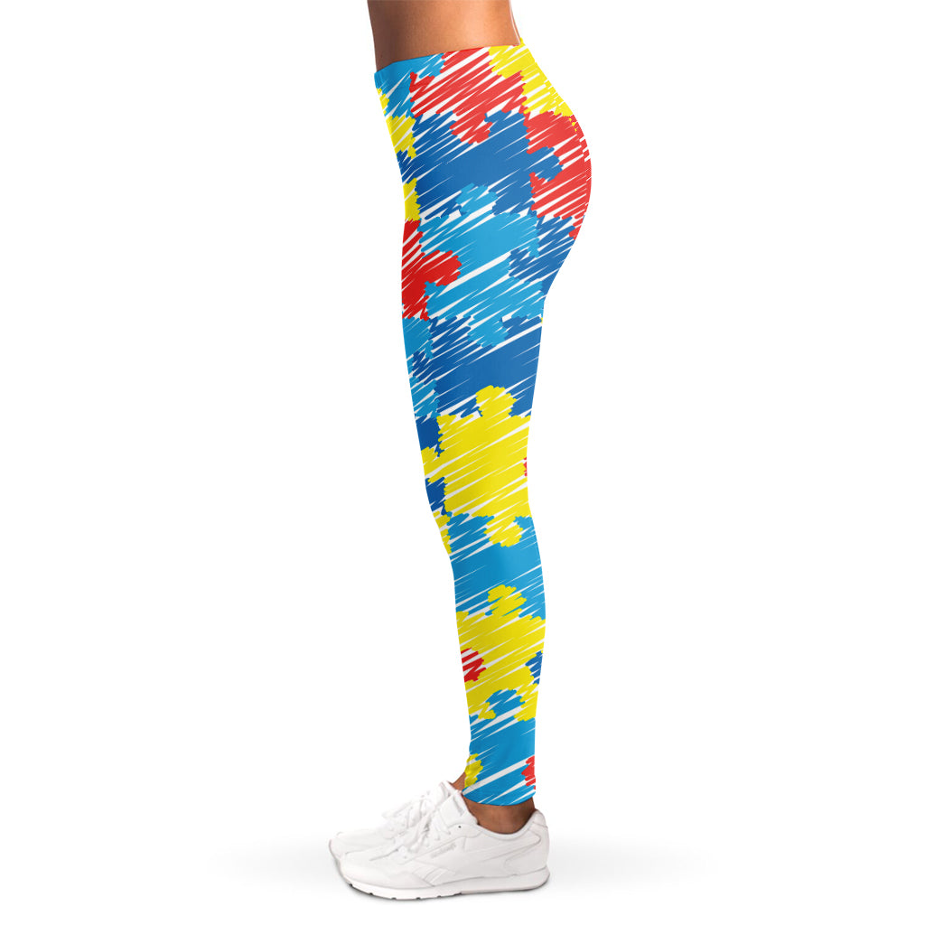 Autism Awareness Drawing Puzzle Print Women's Leggings
