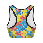 Autism Awareness Drawing Puzzle Print Women's Sports Bra