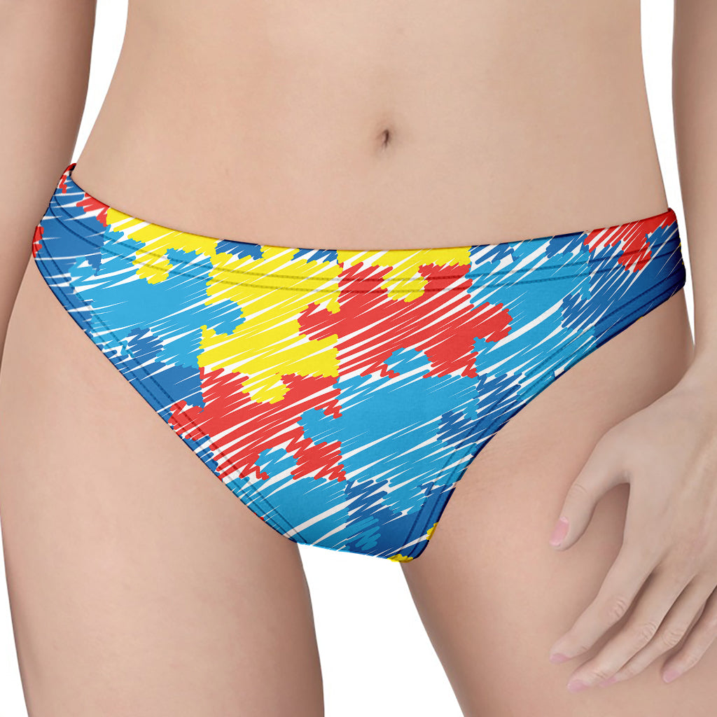 Autism Awareness Drawing Puzzle Print Women's Thong