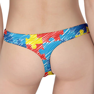 Autism Awareness Drawing Puzzle Print Women's Thong