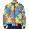 Autism Awareness Drawing Puzzle Print Zip Sleeve Bomber Jacket