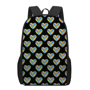 Autism Awareness Heart Pattern Print 17 Inch Backpack