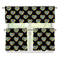 Autism Awareness Heart Pattern Print 3 Piece Kitchen Curtains