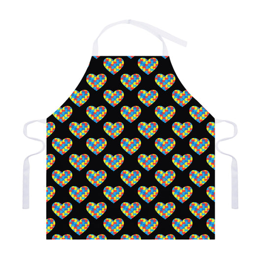 Autism Awareness Heart Pattern Print Adjustable Apron