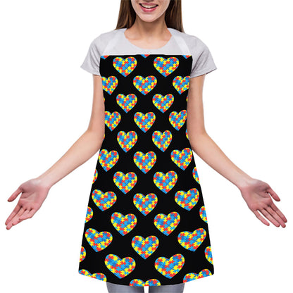 Autism Awareness Heart Pattern Print Adjustable Apron