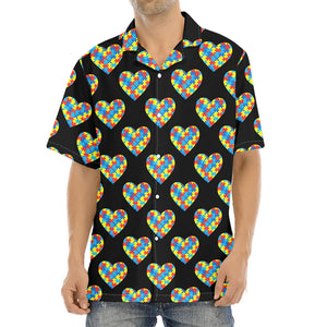 Autism Awareness Heart Pattern Print Aloha Shirt