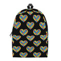 Autism Awareness Heart Pattern Print School Backpack
