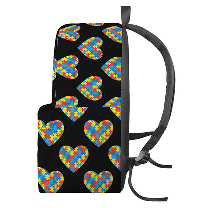 Autism Awareness Heart Pattern Print Backpack