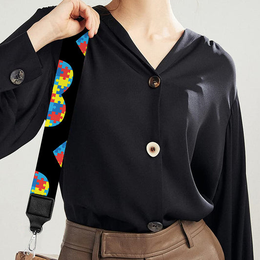 Autism Awareness Heart Pattern Print Bag Strap