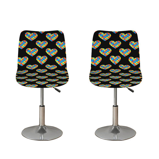 Autism Awareness Heart Pattern Print Bar Stool Covers