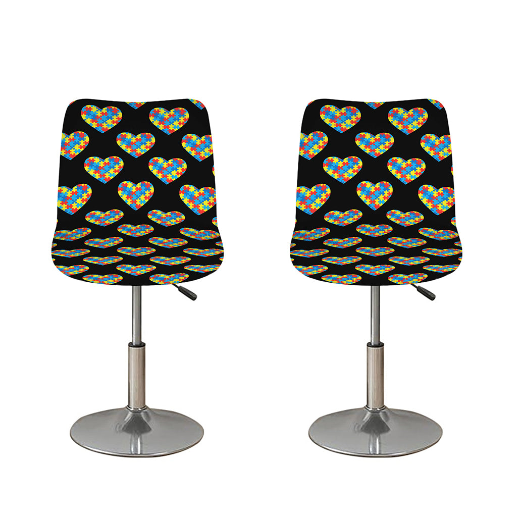 Autism Awareness Heart Pattern Print Bar Stool Covers