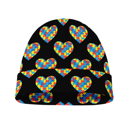 Autism Awareness Heart Pattern Print Beanie