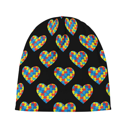 Autism Awareness Heart Pattern Print Beanie