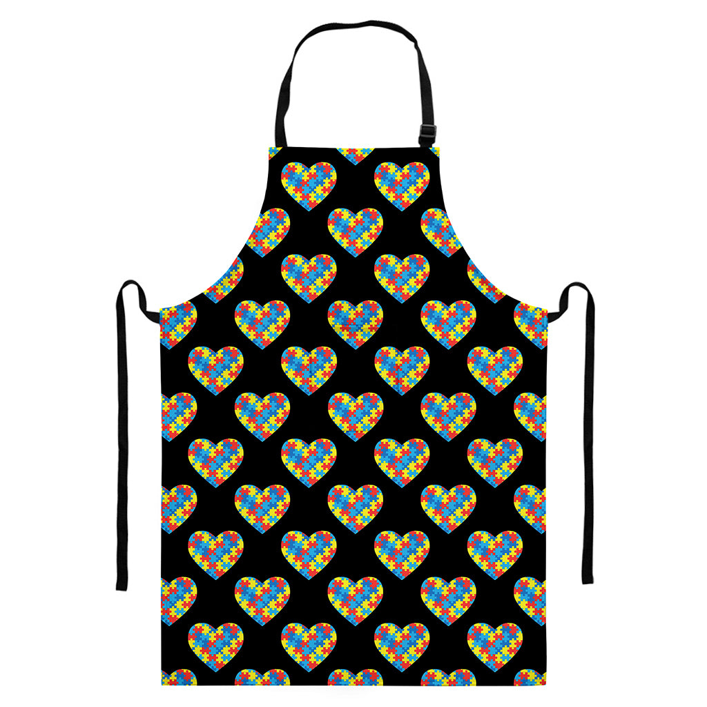 Autism Awareness Heart Pattern Print Bib Apron With Pocket