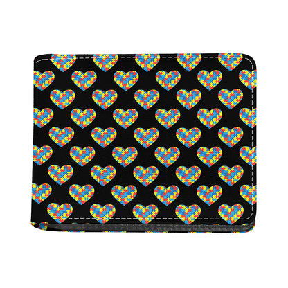 Autism Awareness Heart Pattern Print Bifold Wallet