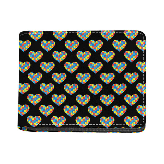 Autism Awareness Heart Pattern Print Bifold Wallet