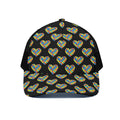 Autism Awareness Heart Pattern Print Black Mesh Trucker Hat