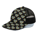 Autism Awareness Heart Pattern Print Black Mesh Trucker Cap