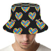 Autism Awareness Heart Pattern Print Bucket Hat