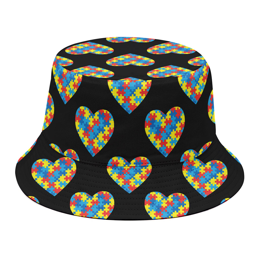 Autism Awareness Heart Pattern Print Bucket Hat