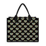 Autism Awareness Heart Pattern Print Canvas Tote Bag
