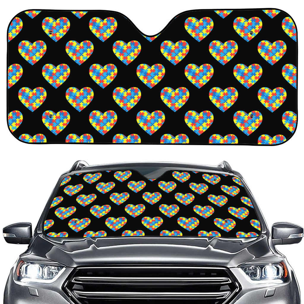 Autism Awareness Heart Pattern Print Car Windshield Sun Shade