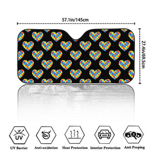 Autism Awareness Heart Pattern Print Car Windshield Sun Shade