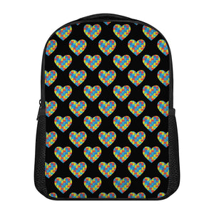 Autism Awareness Heart Pattern Print Casual Backpack