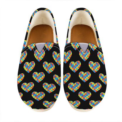 Autism Awareness Heart Pattern Print Casual Shoes