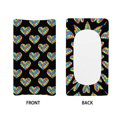 Autism Awareness Heart Pattern Print Changing Pad Cover