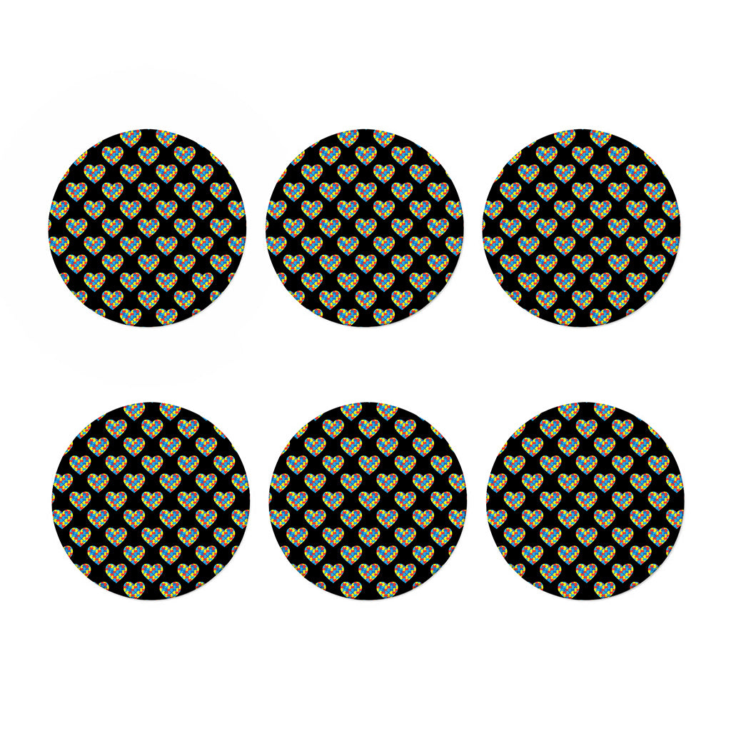 Autism Awareness Heart Pattern Print Coaster Set