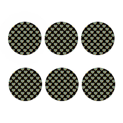 Autism Awareness Heart Pattern Print Coaster Set