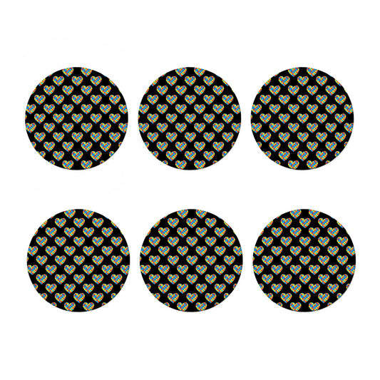 Autism Awareness Heart Pattern Print Coaster Set