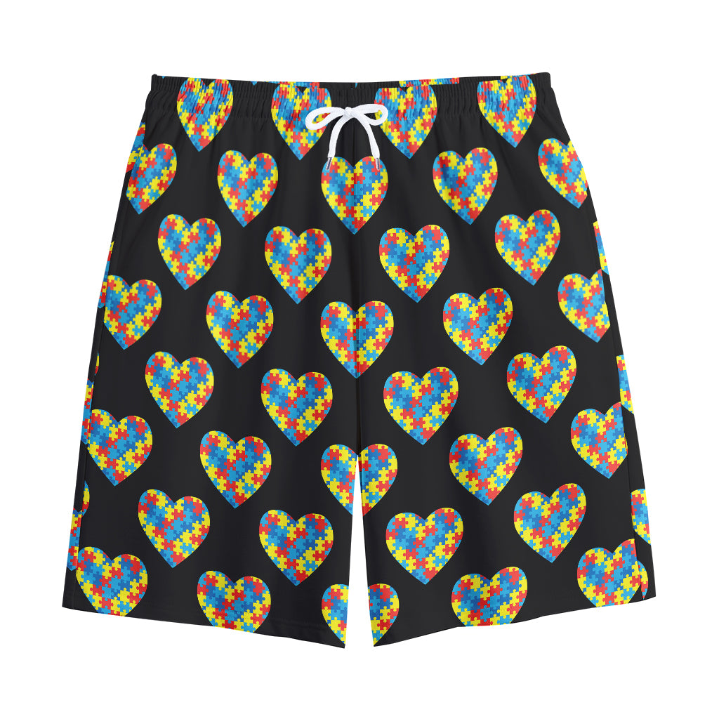 Autism Awareness Heart Pattern Print Cotton Shorts