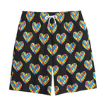 Autism Awareness Heart Pattern Print Cotton Shorts