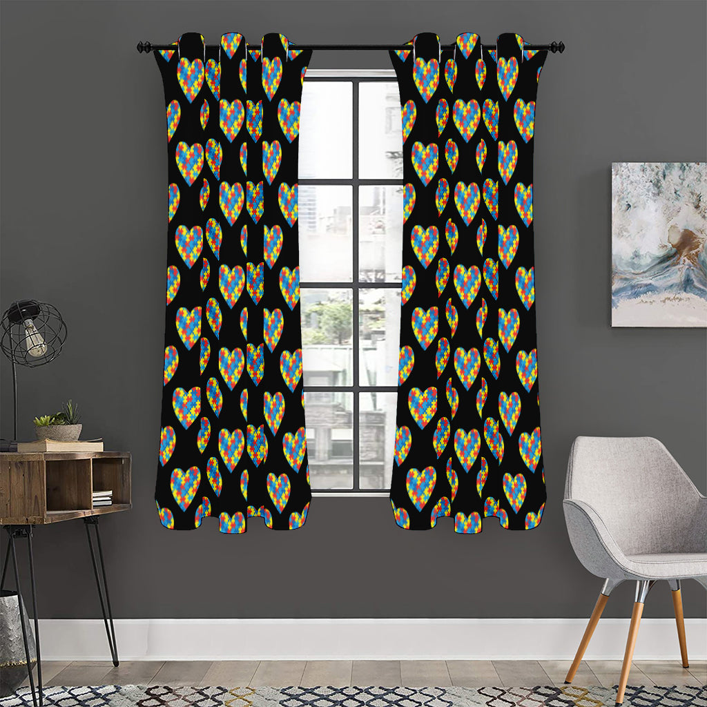 Autism Awareness Heart Pattern Print Curtain