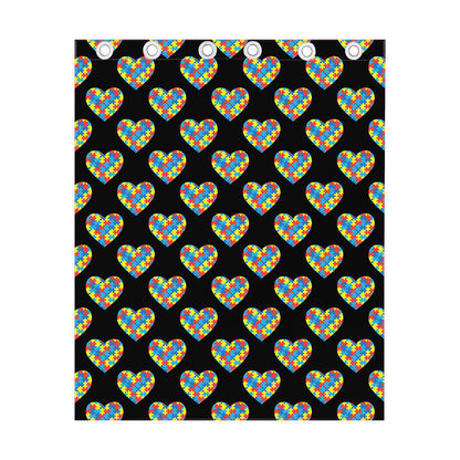 Autism Awareness Heart Pattern Print Curtain