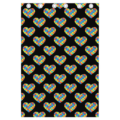 Autism Awareness Heart Pattern Print Curtain