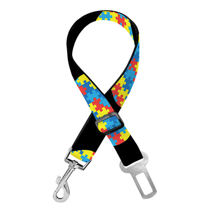 Autism Awareness Heart Pattern Print Dog Seat Belt