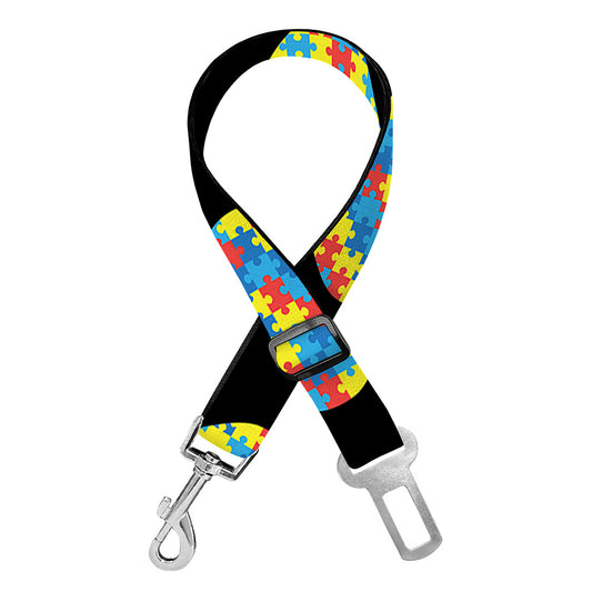 Autism Awareness Heart Pattern Print Dog Seat Belt