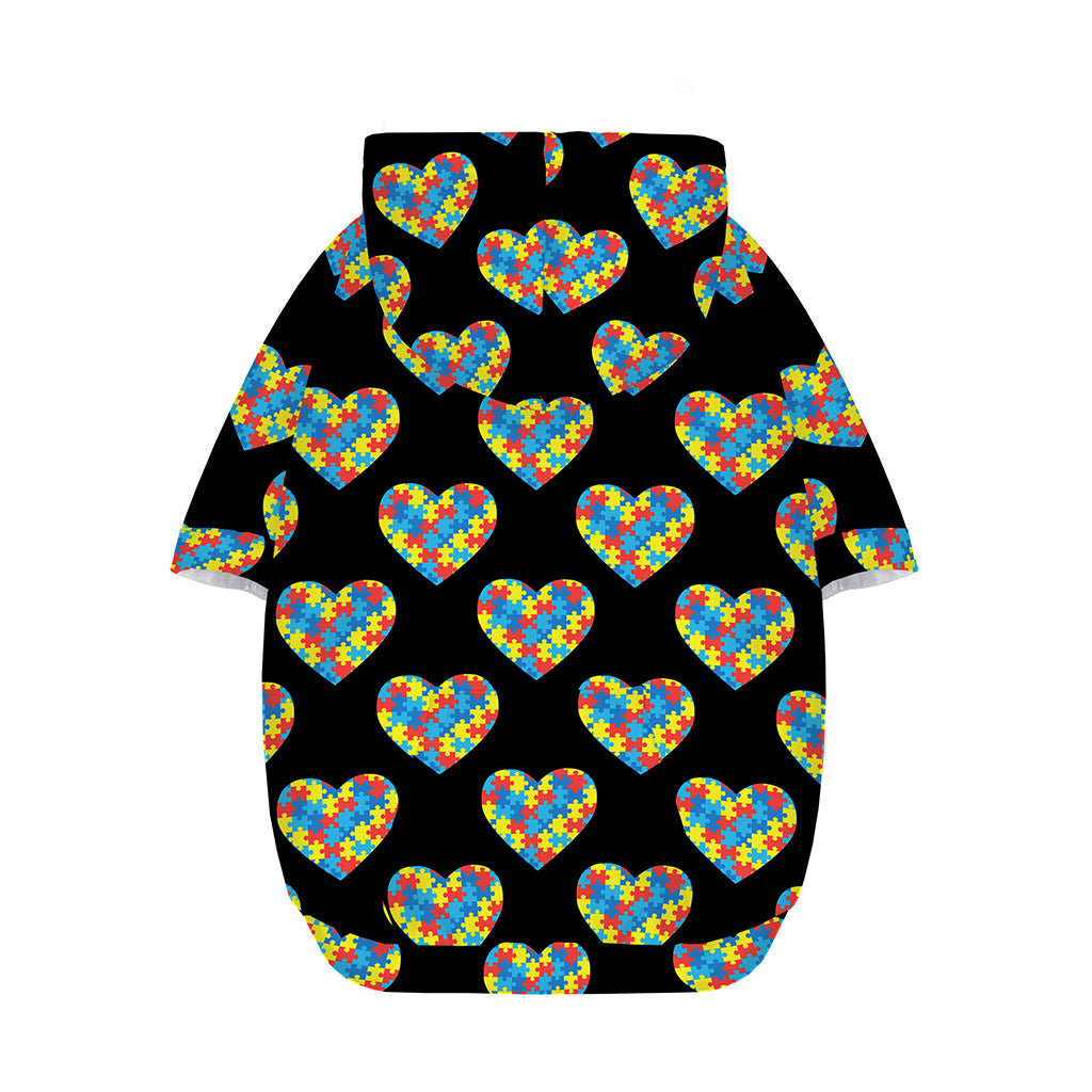 Autism Awareness Heart Pattern Print Dog Zip Up Hoodie