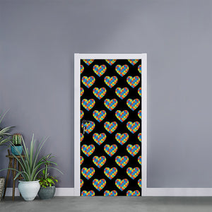 Autism Awareness Heart Pattern Print Door Sticker